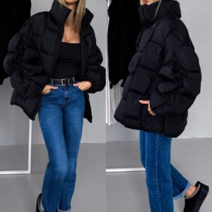 Černá prošívaná oversize zimní bunda NAMUNA Velikost: M/L