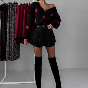 Černá skládaná krátká sukně FAWZI s páskem Velikost: L