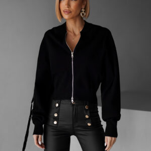 Černá stylová mikina ELLEMAE na zip Velikost: ONESIZE