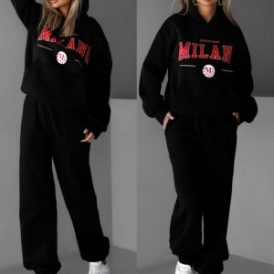 Černá stylová tepláková souprava BORYSI s kapucí Velikost: ONESIZE