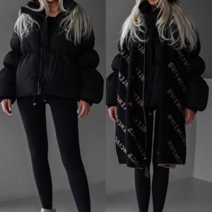 Černá zimní prošívaná puffy krátká bunda DEZIDER Velikost: M/L