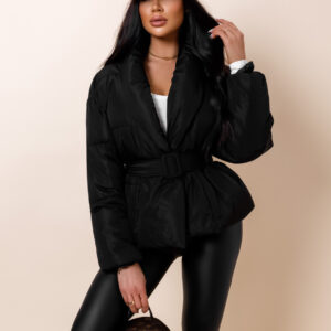 Černá zimní zavinovací bunda CELLINE s páskem Velikost: ONESIZE