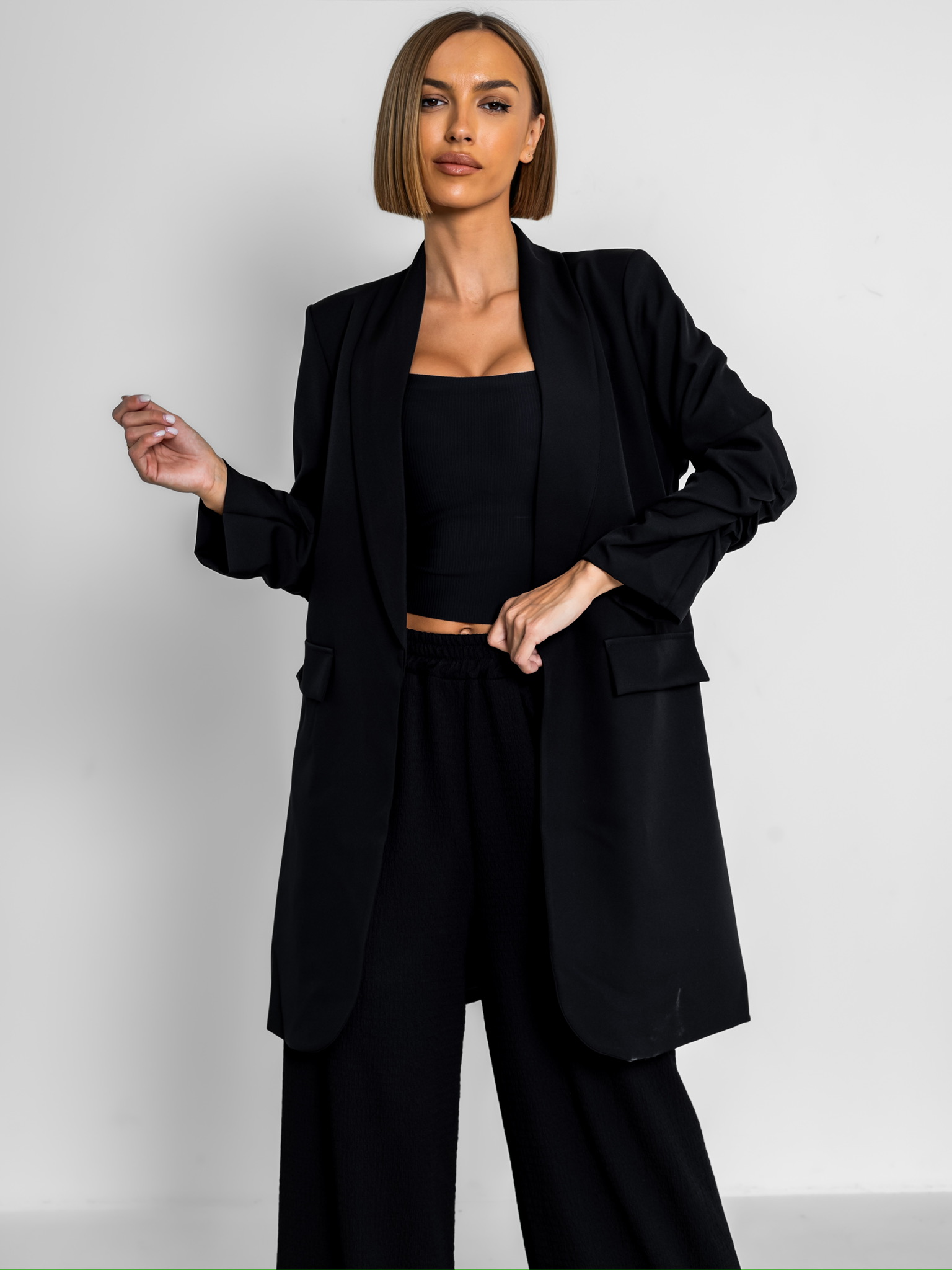 Černé basic delší sako CASTIEL Velikost: ONESIZE - Obrázek 3