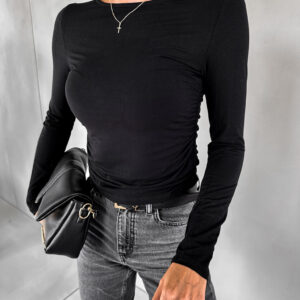 Černé basic tričko NEELE s řasením Velikost: ONESIZE