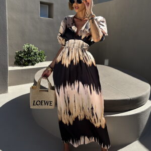 Černé dlouhé letní šaty DICKET s výstřihem do V Velikost: ONESIZE