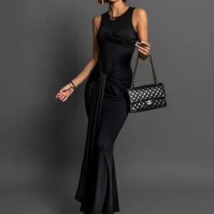 Černé dlouhé šaty TADEUS na zavazování Velikost: M/L