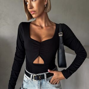 Černé elegantní body ECEM s výstřihem Velikost: ONESIZE