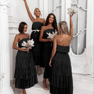 Černé elegantní šaty HARMONIA s mašlí