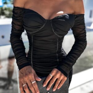 Černé elegantní šaty LENTINES s dlouhým rukávem Velikost: S/M