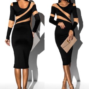 Černé elegantní šaty MATISE s dlouhým rukávem Velikost: M/L