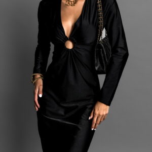 Černé elegantní šaty MIKORA s průstřihem Velikost: ONESIZE