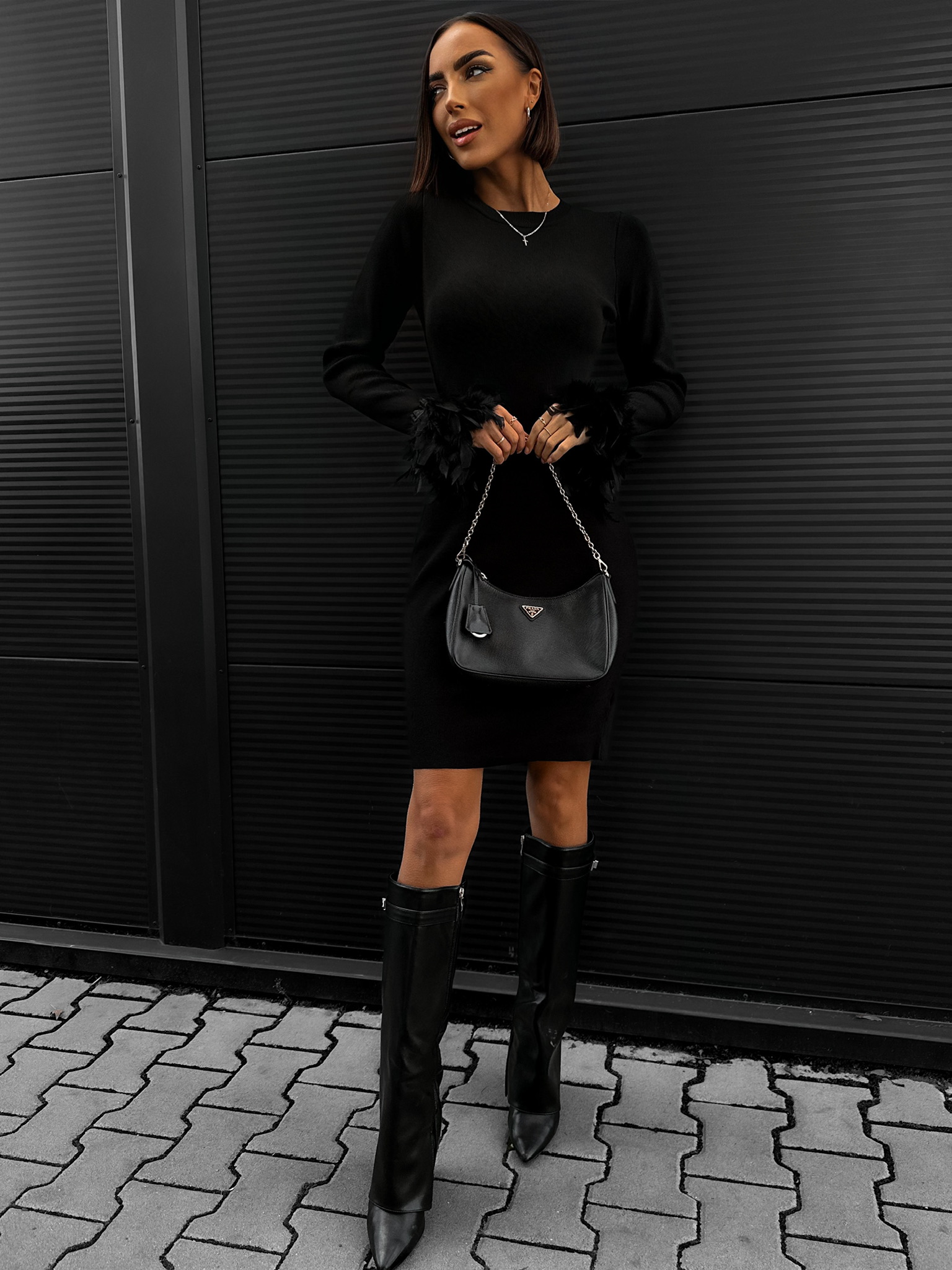 Černé elegantní šaty OLCAY Velikost: ONESIZE - Obrázek 2