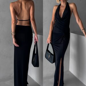 Černé elegantní šaty RHIANY s odhalenými zády Velikost: ONESIZE