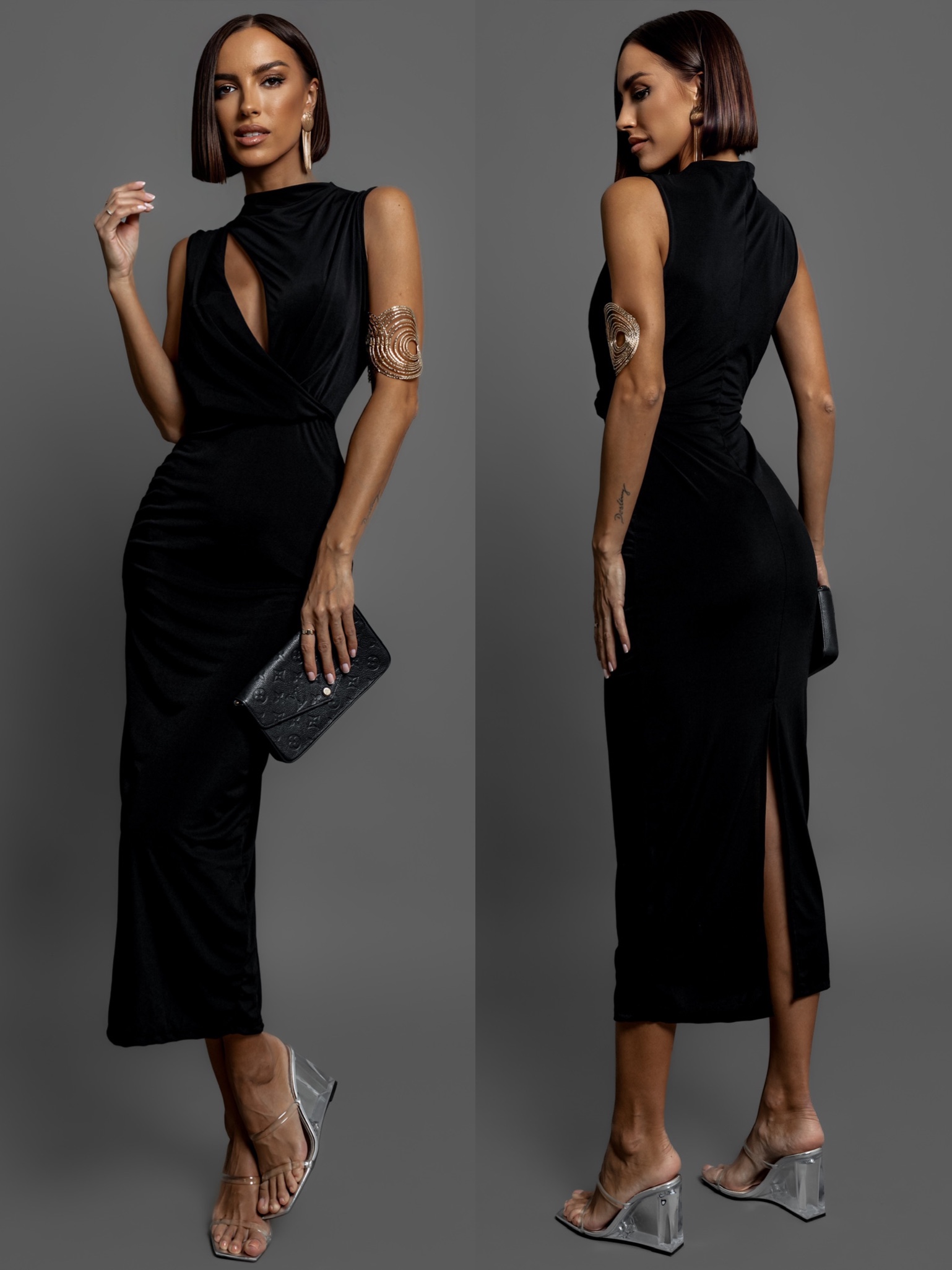 Černé elegantní šaty VOTALY Velikost: ONESIZE