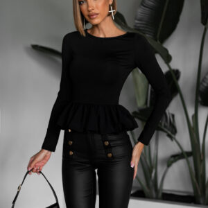 Černé elegantní triko ALLESSIA s volánkem Velikost: M/L