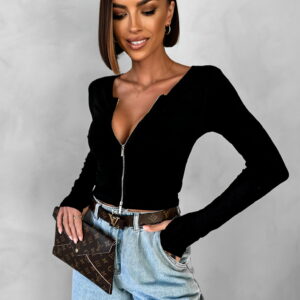 Černé elegantní triko HARITA se zipem Velikost: M/L