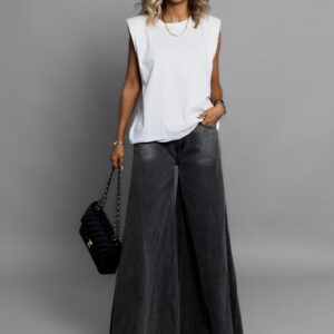 Černé extra wide leg džíny GRETY se širokými nohavicemi Velikost: M