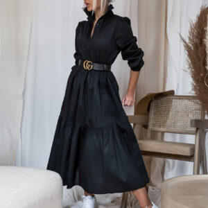 Černé košilové šaty ANITE s dlouhým rukávem