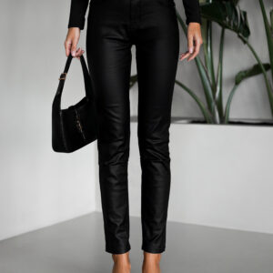 Černé koženkové stylové kalhoty BRITA Velikost: XL