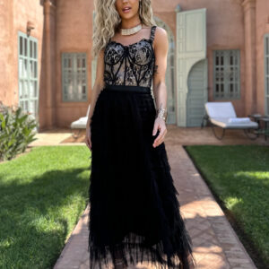 Černé krajkové korzetové šaty DADASE Velikost: M/L