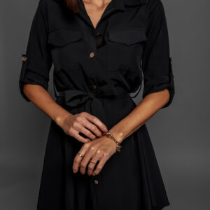 Černé lehké šaty FOGGY s knoflíky