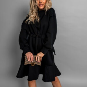 Černé mikinové šaty JAWAD 95% bavlna Velikost: ONESIZE