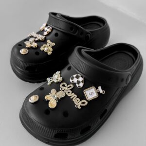 Černé nazouváky SUSIE s ozdobami ve stylu crocs Velikost: 40-41