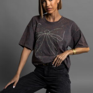 Černé oversize tričko ORESTIS s kamínky Velikost: ONESIZE