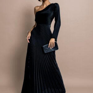 Černé plisované šaty KYBELA na jedno rameno Velikost: ONESIZE