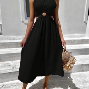 Černé šaty MALIKENY s průstřihy Velikost: ONESIZE