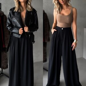 Černé široké wide leg kalhoty VATIKA Velikost: ONESIZE