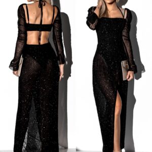 Černé společenské třpytivé šaty KARMENTA Velikost: L