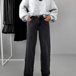 Černé stylové široké wide leg džíny OHALON Velikost: M