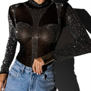 Černé třpytivé body SOCCORO s kamínky Velikost: M/L