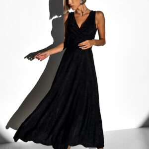 Černé třpytivé dlouhé elegantní šaty DUNJA Velikost: ONESIZE