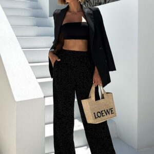 Černé třpytivé široké kalhoty PEREGRIN Velikost: M/L