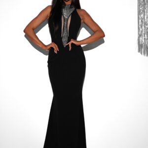 Černé večerní dlouhé šaty NOVES s kamínky Velikost: L