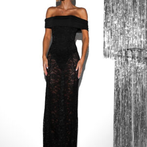 Černé večerní krajkované šaty KARASA Velikost: M/L