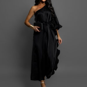 Černé volánkové šaty DORRY přes jedno rameno Velikost: ONESIZE