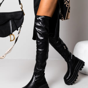 Černé vysoké kozačky STENS nad kolena Velikost: 41