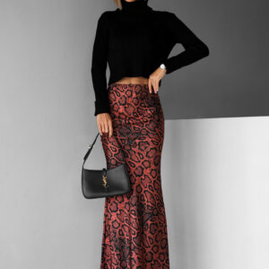 Černocihlová dlouhá saténová sukně REGENORY Velikost: ONESIZE