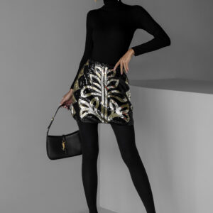 Černozlatá flitrovaná mini sukně SIGGO Velikost: ONESIZE