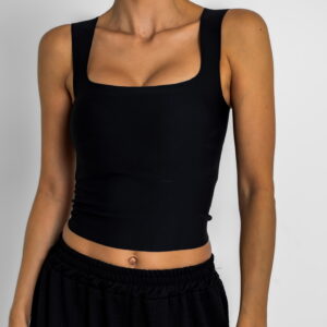 Černý basic elastický top CAMILLA s vycpávkami Velikost: ONESIZE