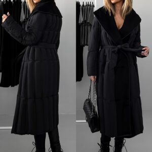 Černý dlouhý prošívaný kabát KATOPA Velikost: S/M