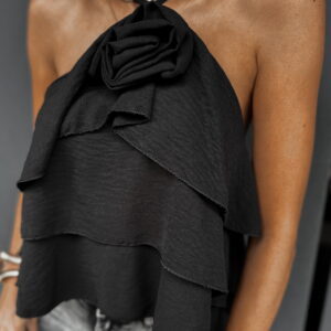 Černý elegantní top LITHES na zavazování Velikost: ONESIZE