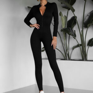 Černý stahující dlouhý basic overal JULIETAS se zipem Velikost: M/L