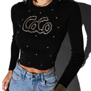 Černý svetřík AKMAL se zdobením Velikost: M/L