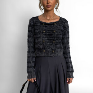 Černý svetřík DIVINES se zlatými knoflíky Velikost: ONESIZE