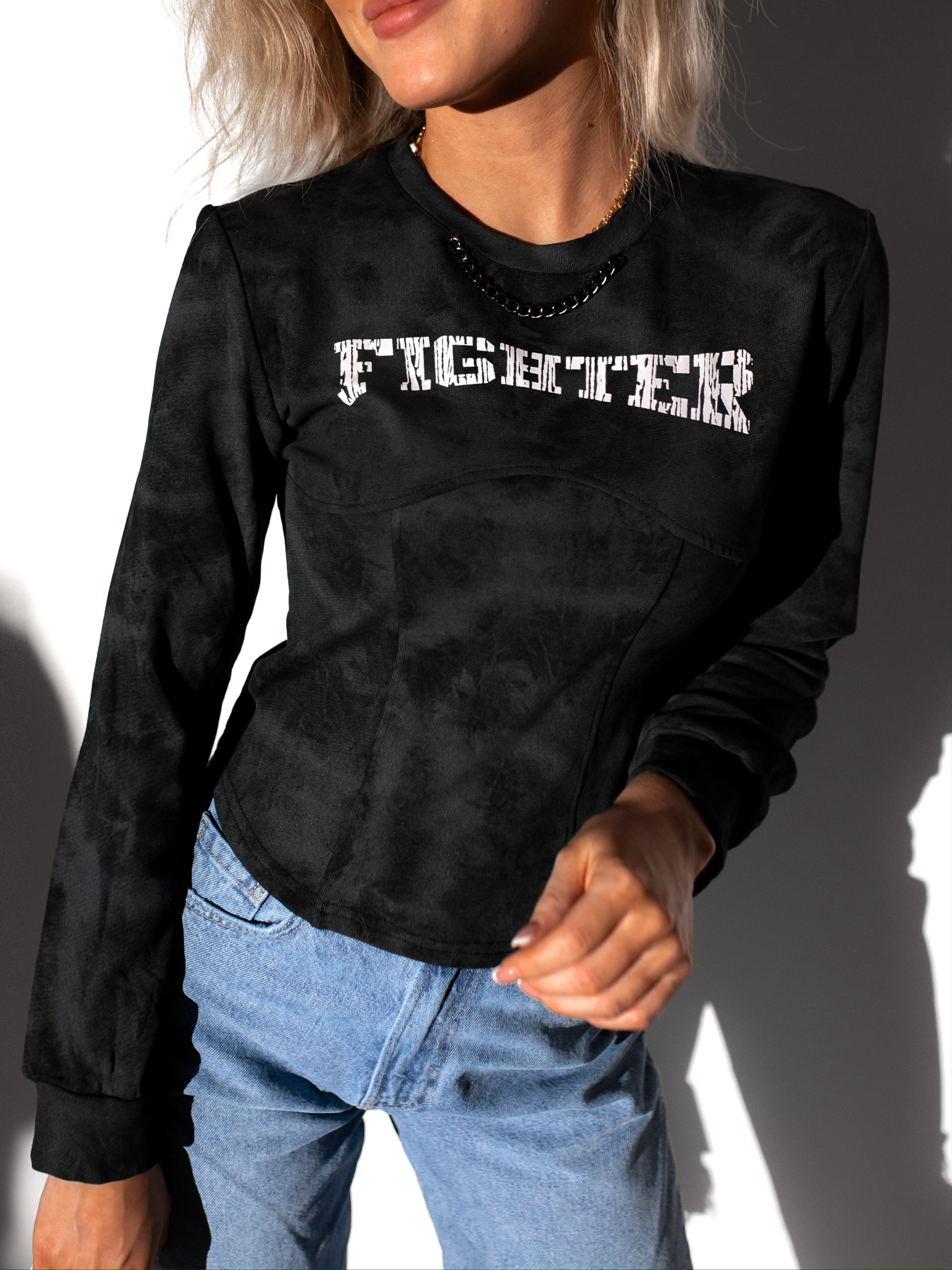 Černý top ONOFRE s potiskem Velikost: ONESIZE - Obrázek 2