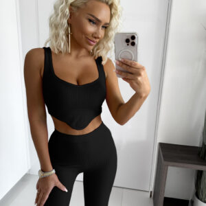 Černý žebrovaný dvoudílný komplet NATALISE Velikost: M/L